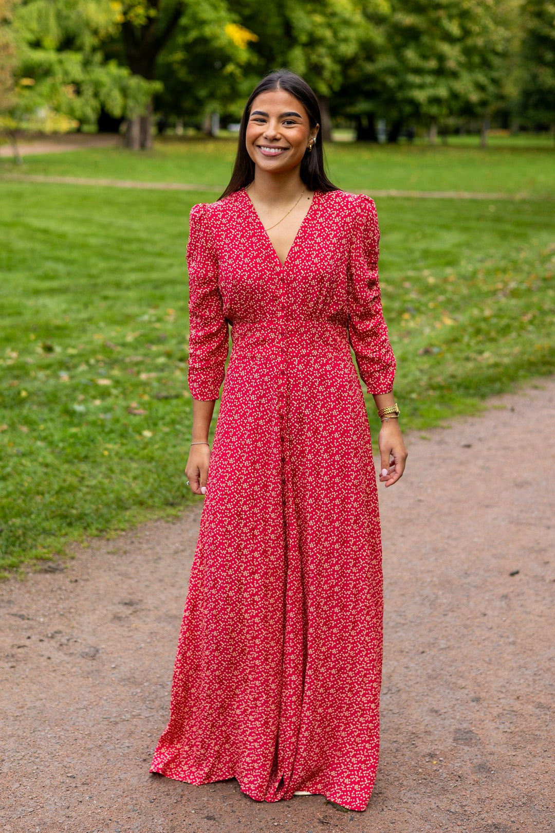 Spring Button - Down Dress Red Dots | Kjoler | Smuk