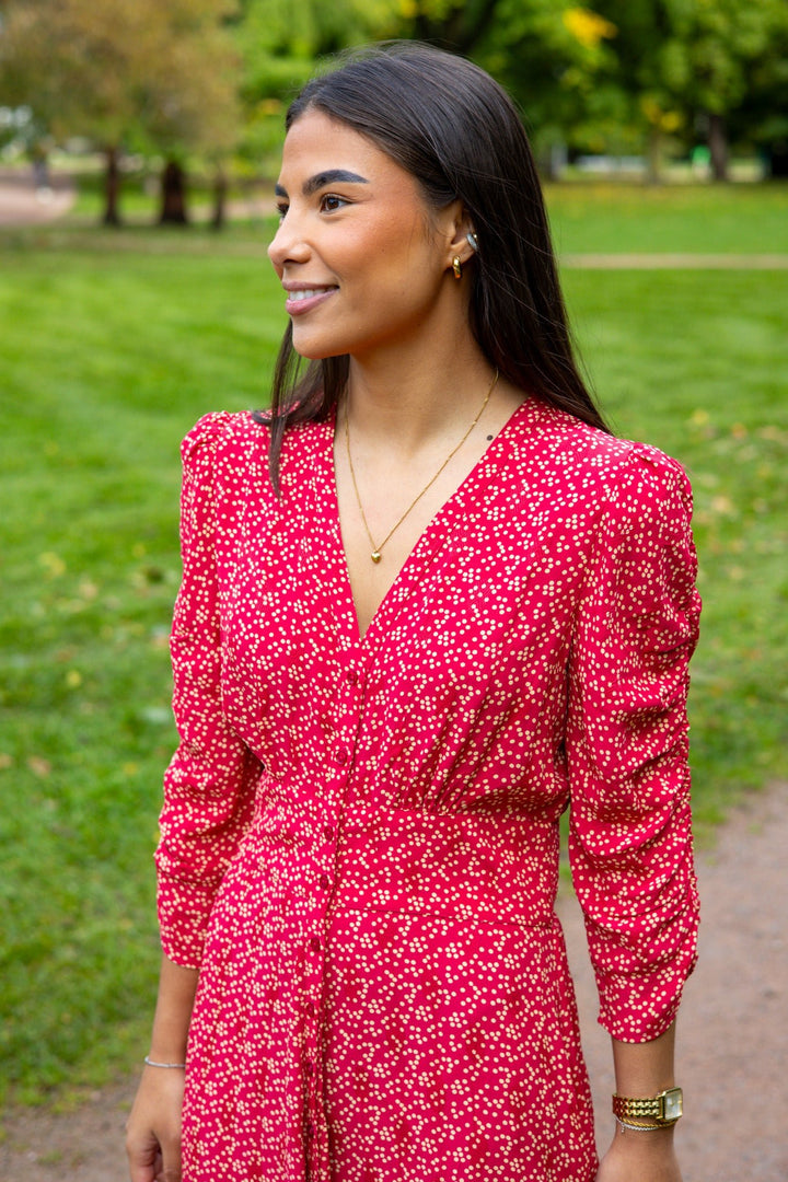 Spring Button - Down Dress Red Dots | Kjoler | Smuk
