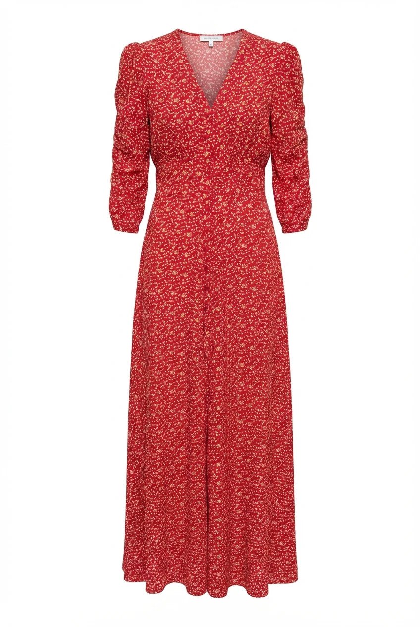 Spring Button - Down Dress Red Dots | Kjoler | Smuk