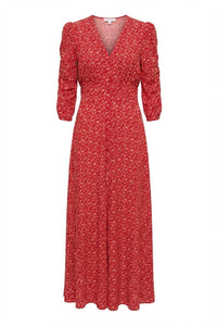 Spring Button-Down Dress Red Dots