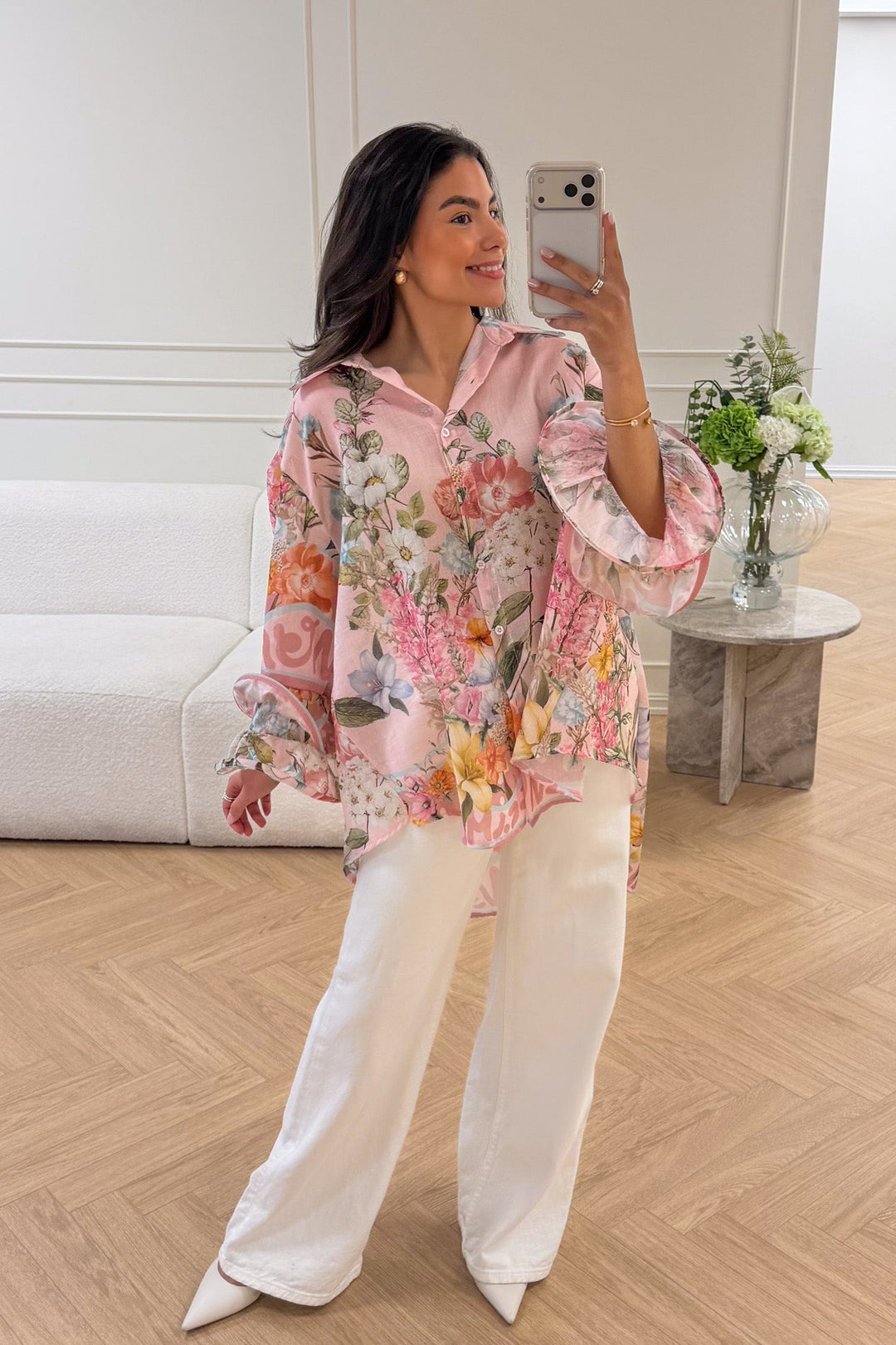 Spring Ruffle Blouse Rose Flower | Skjorter og bluser | Smuk