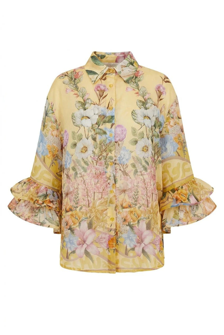 Spring Ruffle Blouse Yellow Flower | Skjorter og bluser | Smuk