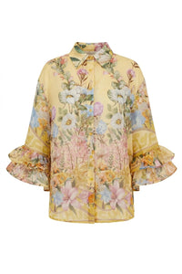 Spring Ruffle Blouse Yellow Flower