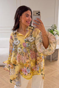 Spring Ruffle Blouse Yellow Flower