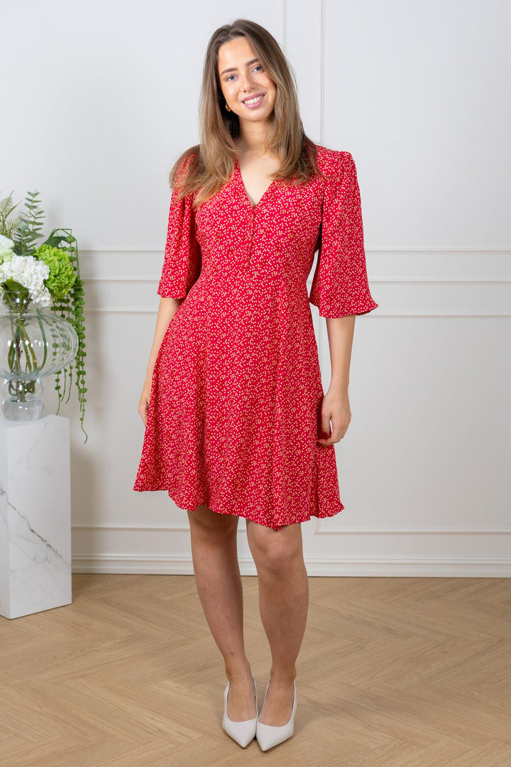 Spring V - Neck Dress Red Dots | Kjoler | Smuk