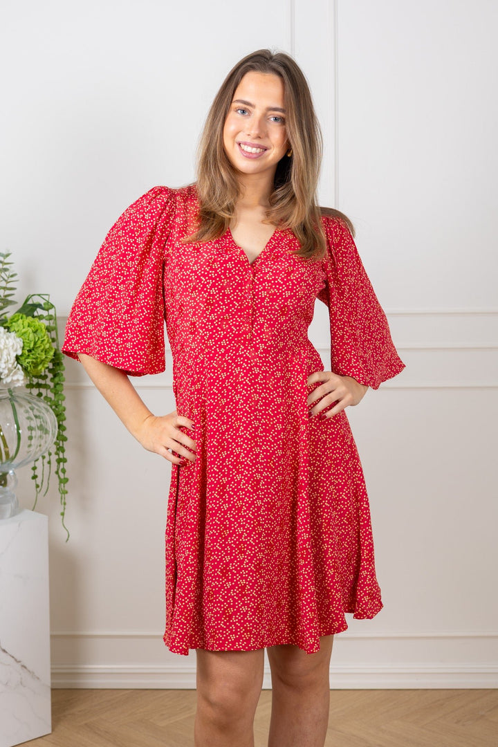 Spring V - Neck Dress Red Dots | Kjoler | Smuk