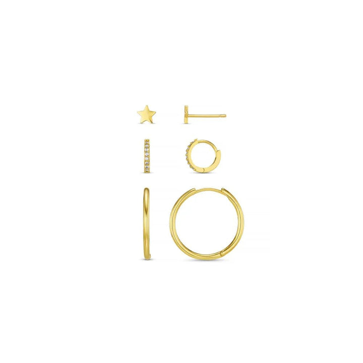 Star & Mixed Hoop Stacking Set Pale Gold | Accessories | Smuk