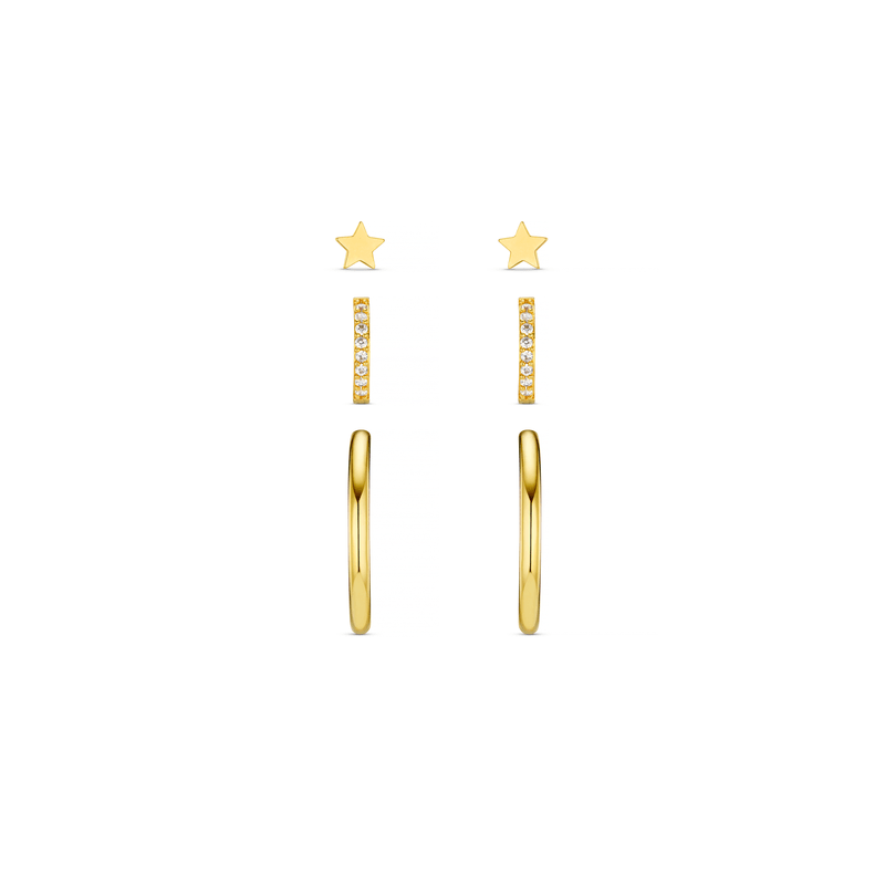 Star & Mixed Hoop Stacking Set Pale Gold | Accessories | Smuk