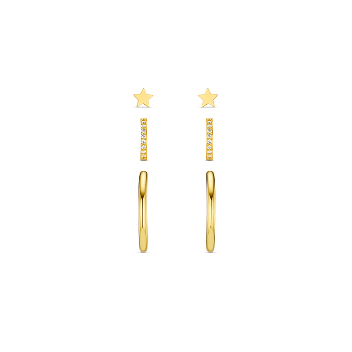 Star & Mixed Hoop Stacking Set Pale Gold | Accessories | Smuk