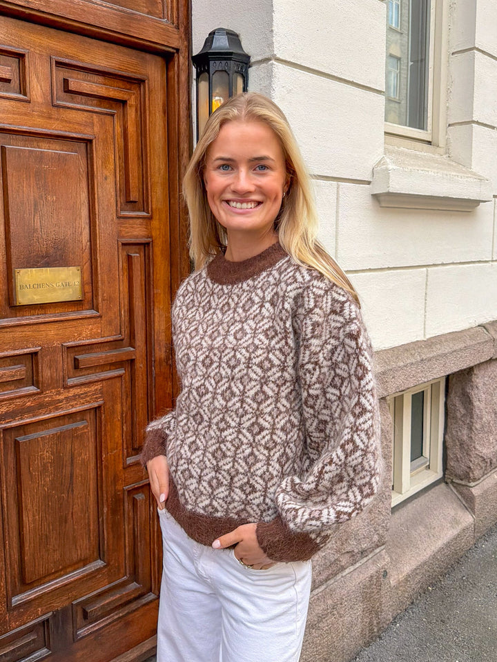 Stavanger Knit Pullover Cream/Brown | Genser | Smuk