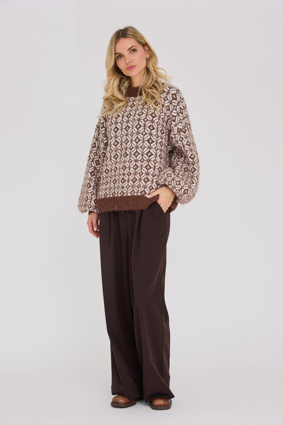 Stavanger Knit Pullover Cream/Brown | Genser | Smuk
