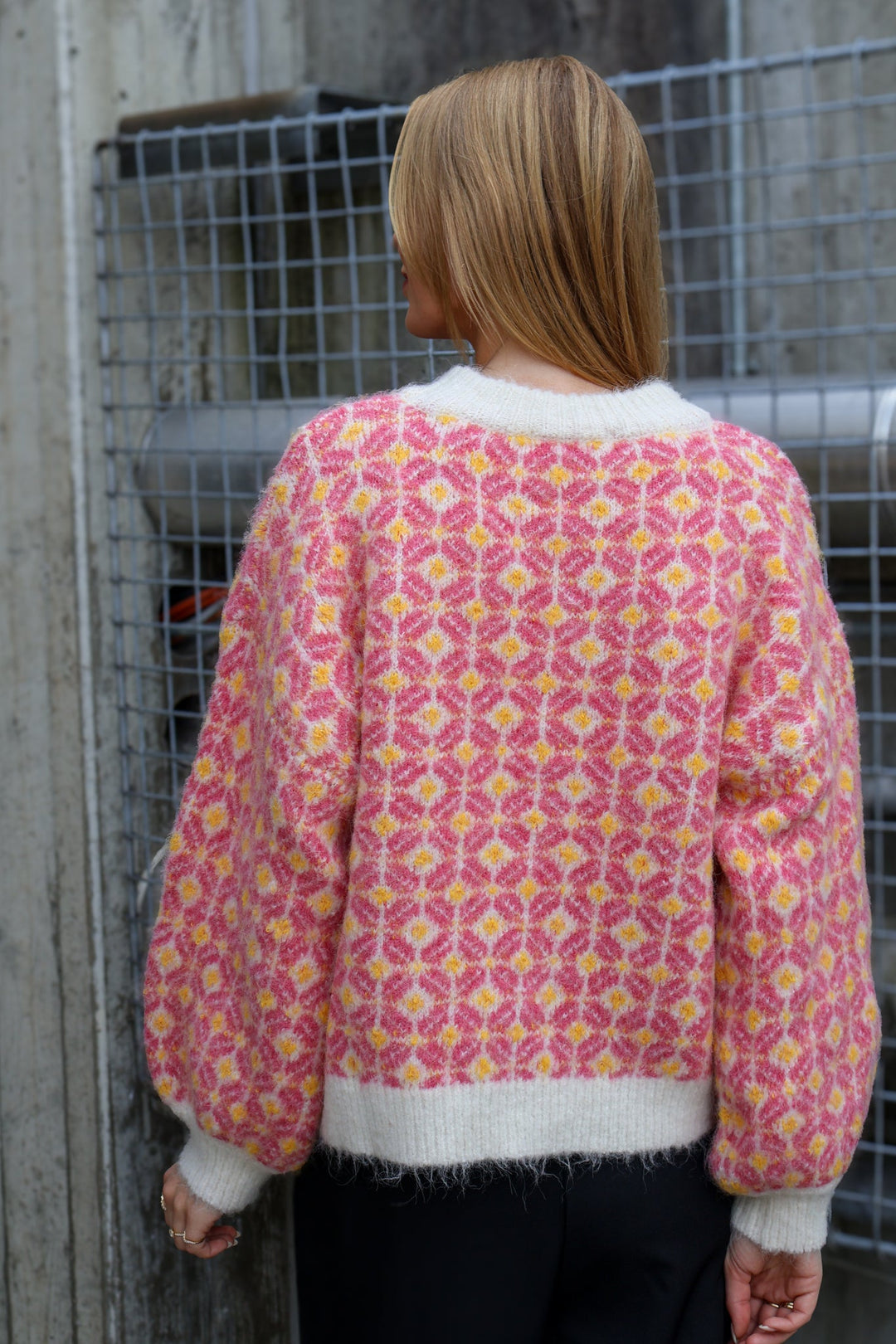 Stavanger Knit Pullover Off White/Pink | Genser | Smuk