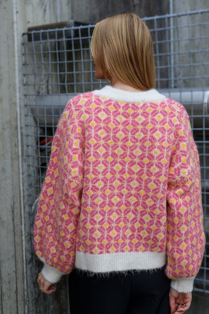 Stavanger Knit Pullover Off White/Pink | Genser | Smuk