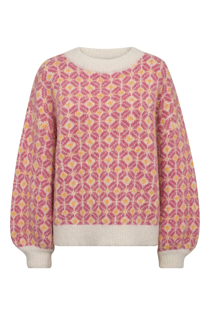 Stavanger Knit Pullover Off White/Pink | Genser | Smuk