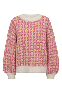 Stavanger Knit Pullover Off White/Pink
