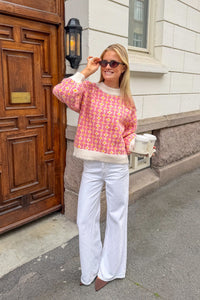 Stavanger Knit Pullover Off White/Pink