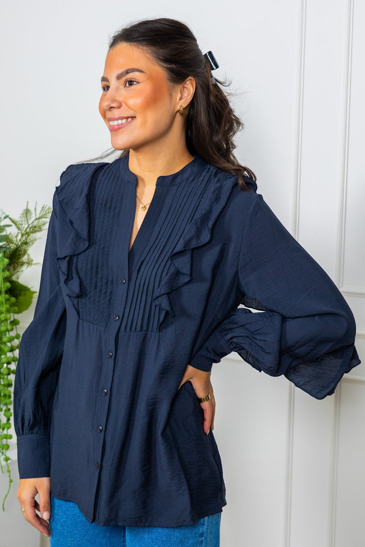 Stefani Shirt Dark Navy | Skjorter og bluser | Smuk