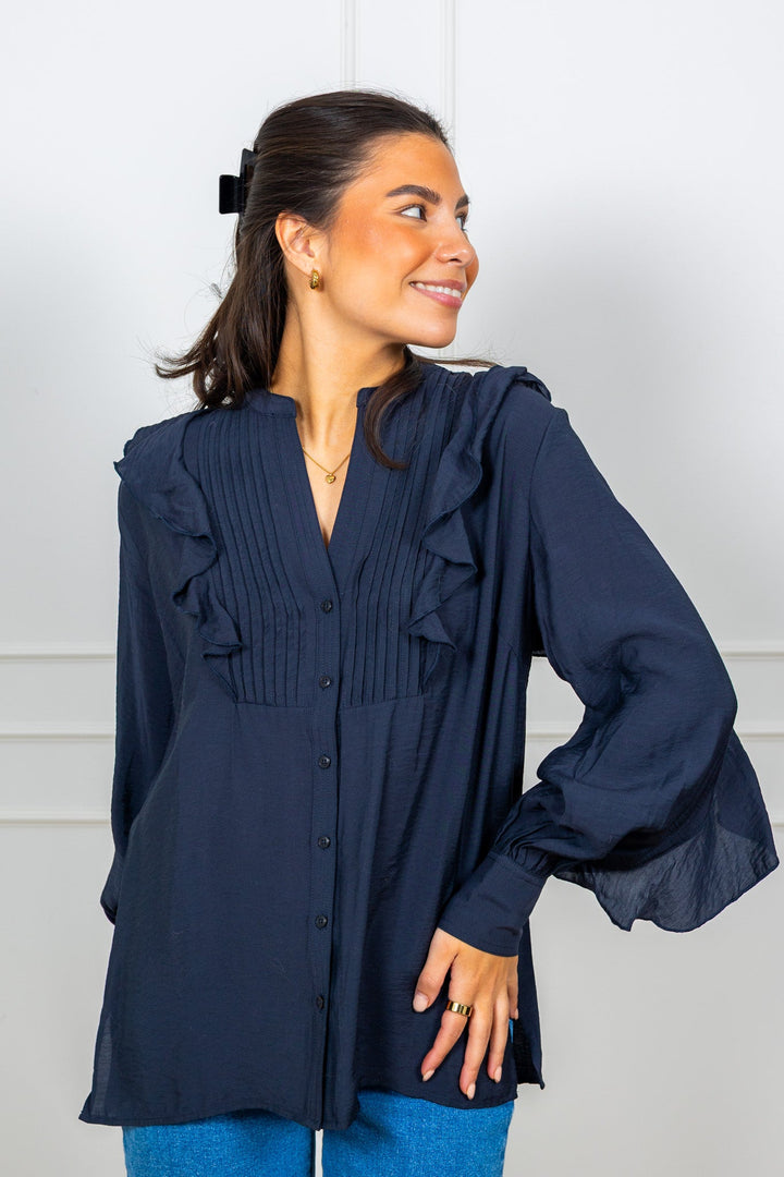 Stefani Shirt Dark Navy | Skjorter og bluser | Smuk