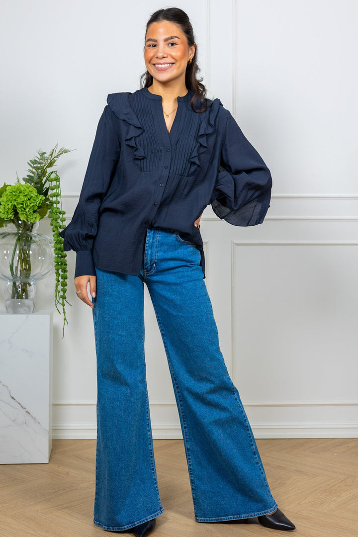 Stefani Shirt Dark Navy | Skjorter og bluser | Smuk