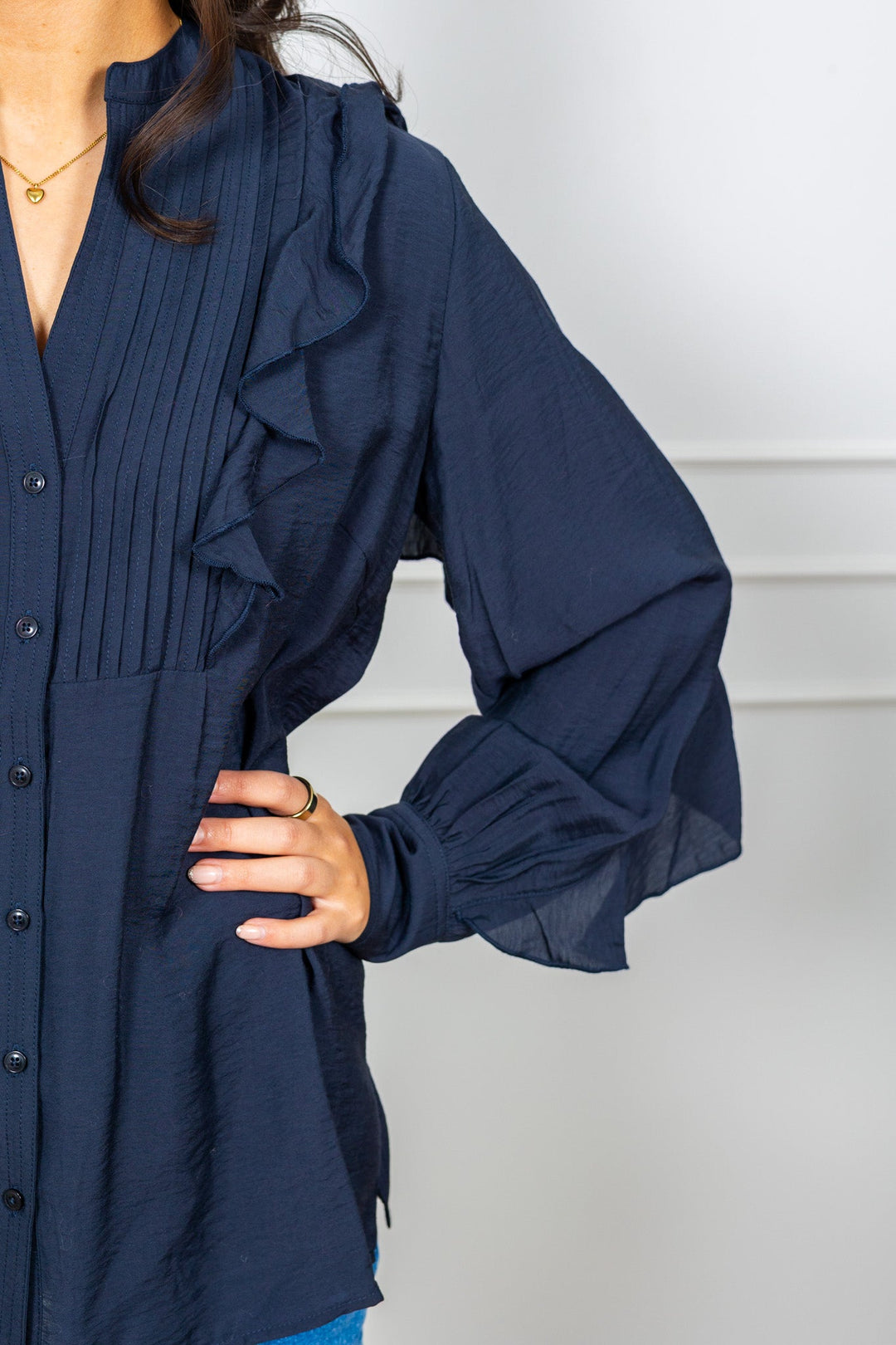 Stefani Shirt Dark Navy | Skjorter og bluser | Smuk