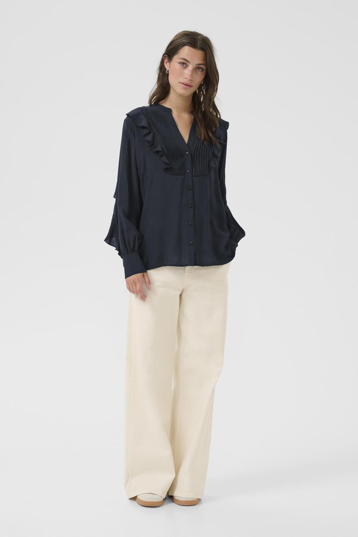 Stefani Shirt Dark Navy | Skjorter og bluser | Smuk - Dameklær på nett