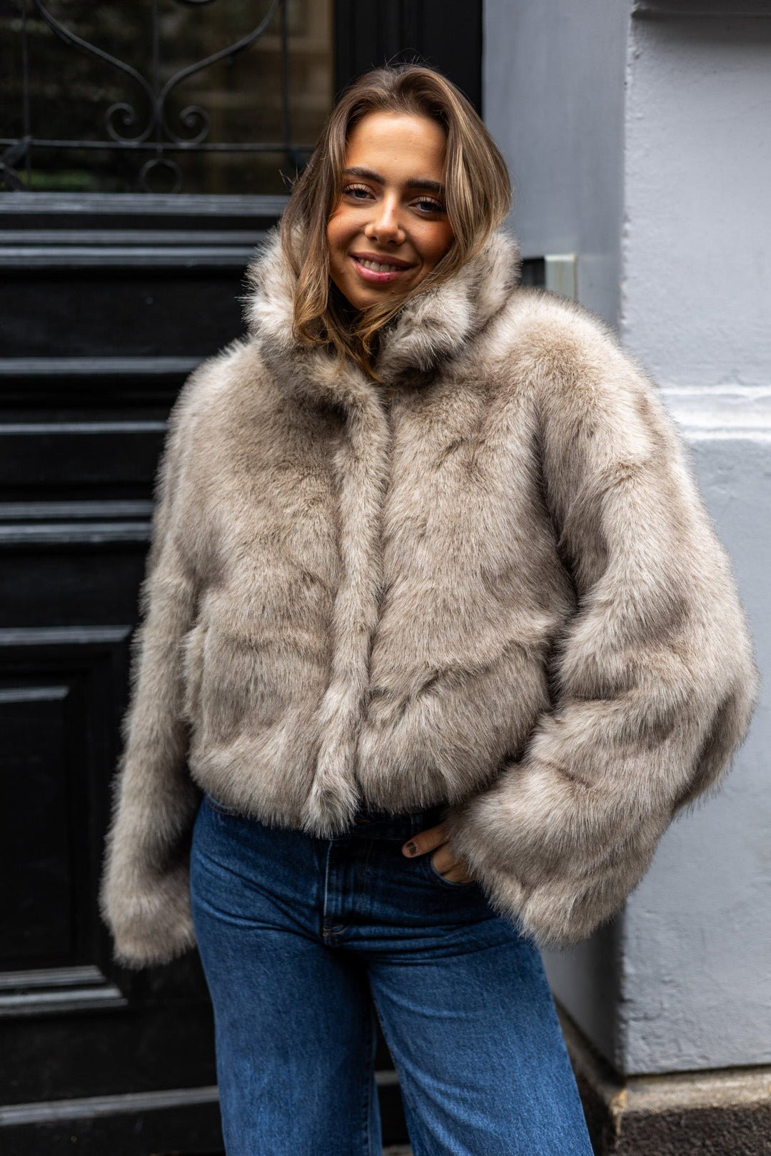 Steff Faux Fur Jacket Beige | Yttertøy | Smuk - Dameklær på nett