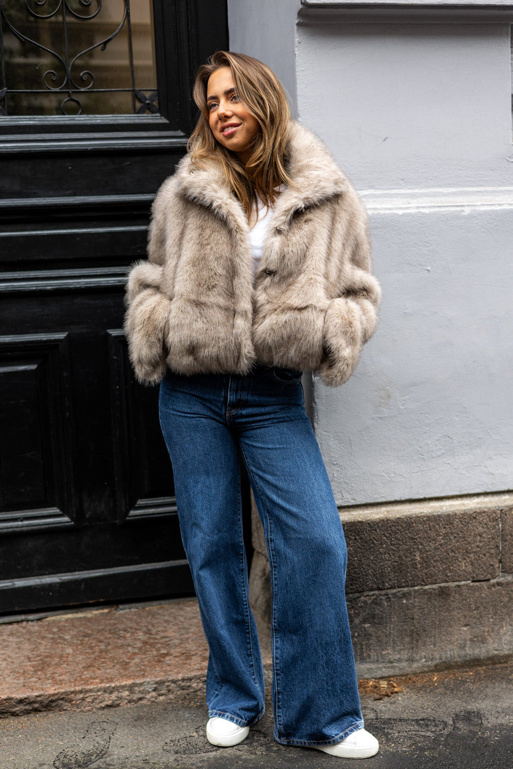 Steff Faux Fur Jacket Beige | Yttertøy | Smuk - Dameklær på nett