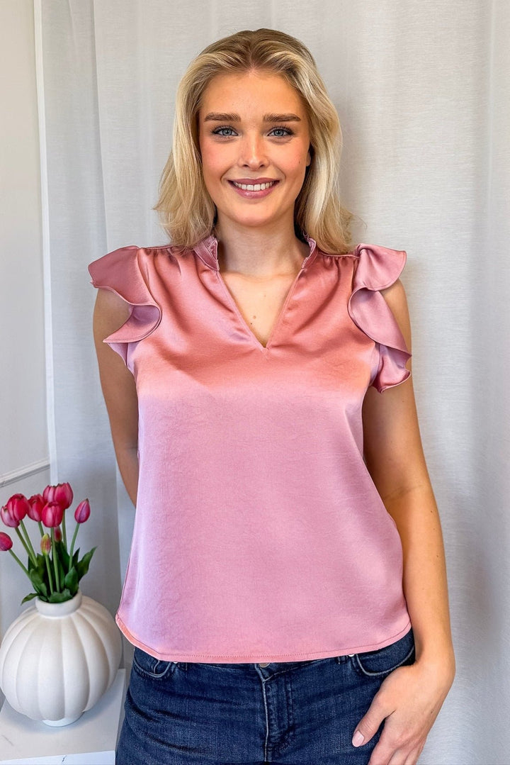 Stella Heavy Sateen Blouse Evening Rose | Skjorter og bluser | Smuk - Dameklær på nett