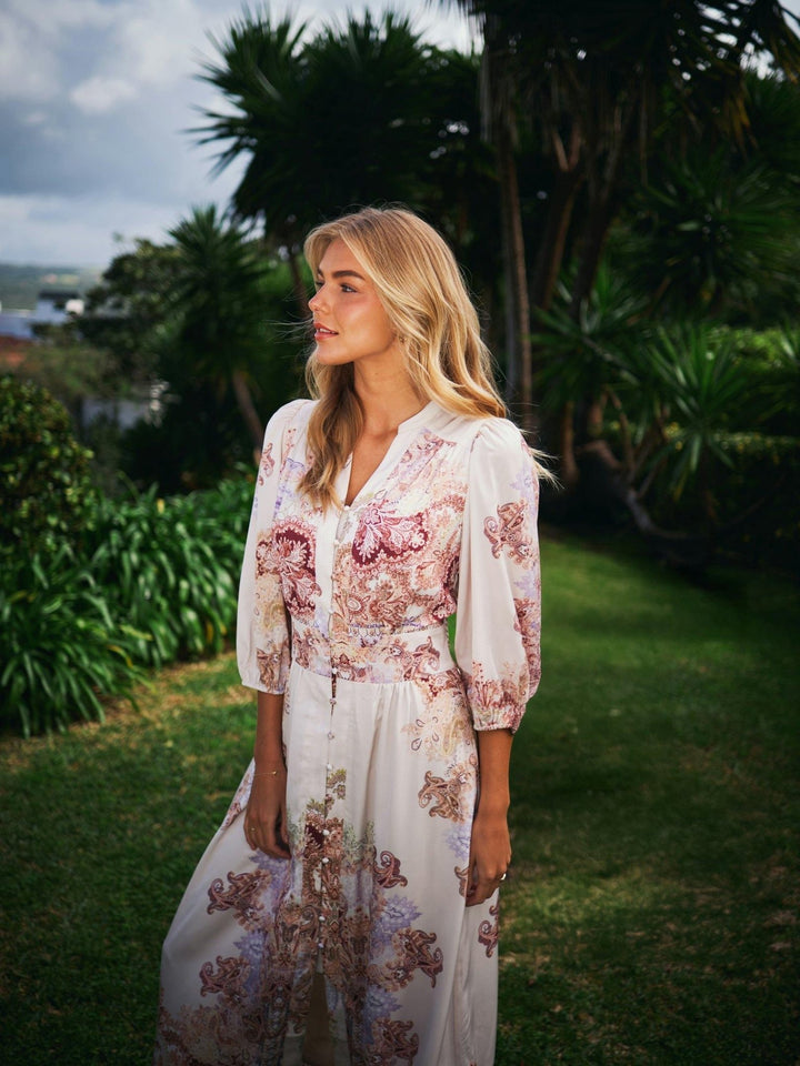 Stellar Artist Paisley Dress Ivory | Kjoler | Smuk - Dameklær på nett