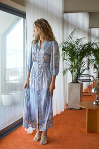 Stellar Artist Paisley Dress Light Blue