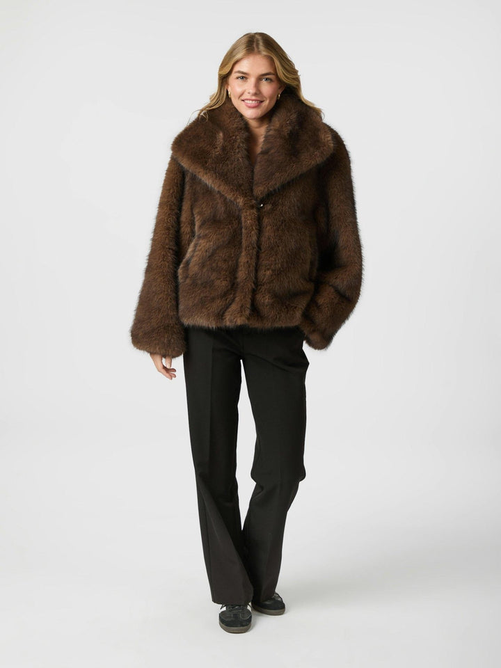 Stephanie Faux Fur Jacket Brown | Yttertøy | Smuk - Dameklær på nett