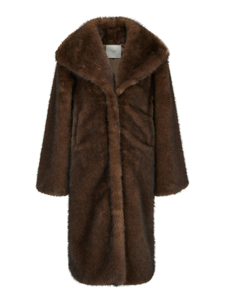 Stephanie Faux Fur Long Jacket Brown | Yttertøy | Smuk - Dameklær på nett