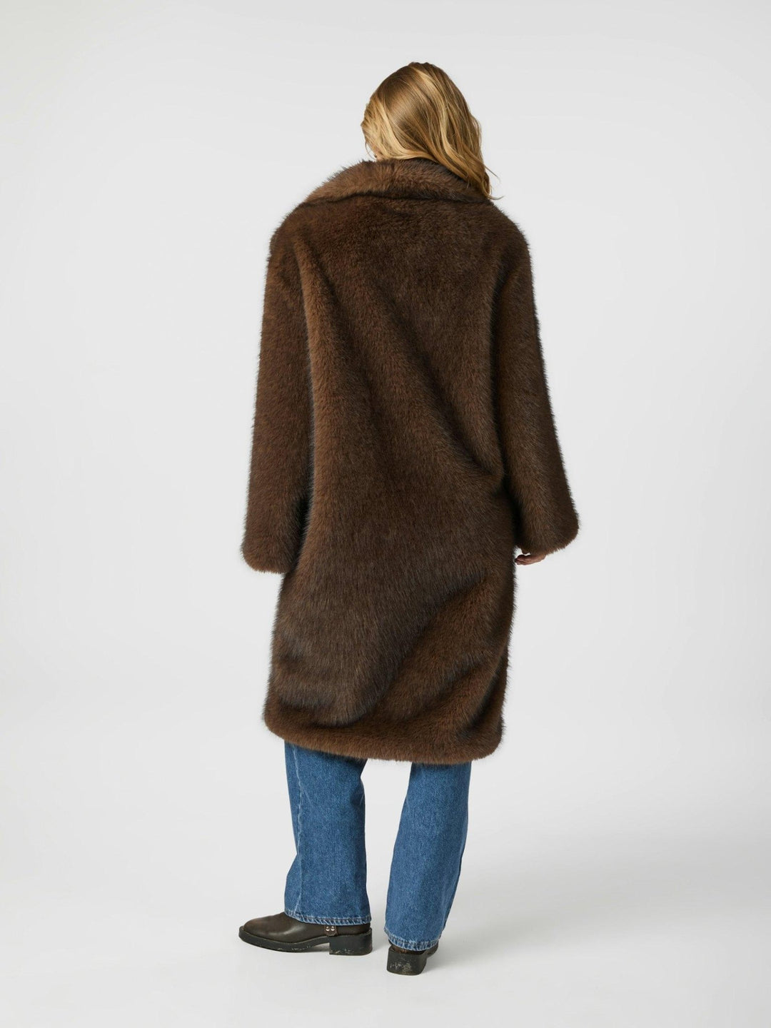Stephanie Faux Fur Long Jacket Brown | Yttertøy | Smuk - Dameklær på nett