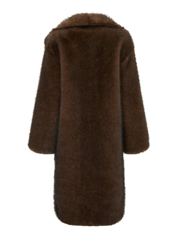 Stephanie Faux Fur Long Jacket Brown | Yttertøy | Smuk - Dameklær på nett