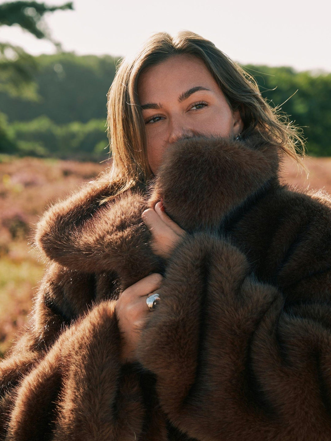 Stephanie Faux Fur Long Jacket Brown | Yttertøy | Smuk - Dameklær på nett