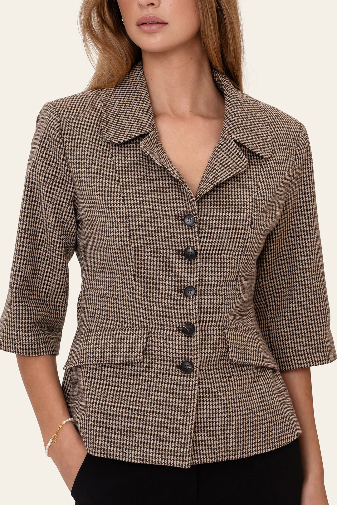 Stine SS Blazer Brown Checks | Blazer | Smuk