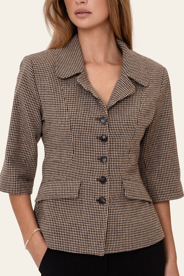 Stine SS Blazer Brown Checks | Blazer | Smuk