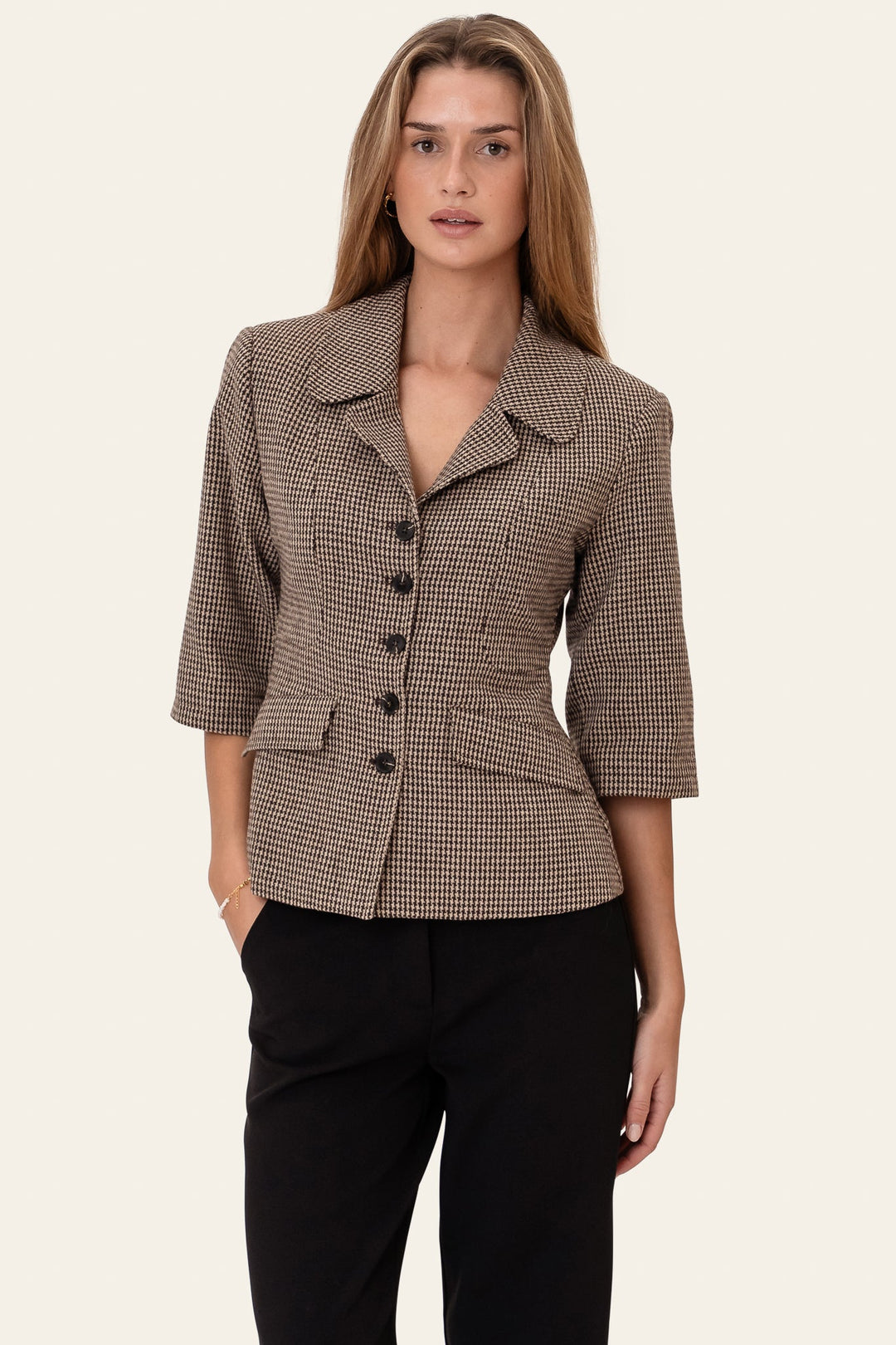 Stine SS Blazer Brown Checks | Blazer | Smuk