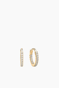 Stone Huggies Hoops 9 Mm Gold