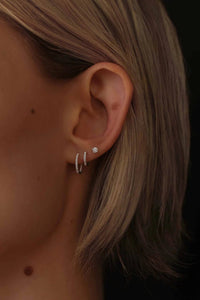 Stone Huggies Hoops 9 Mm Gold