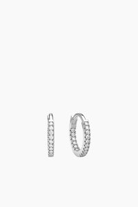 Stone Huggies Hoops 9 Mm Silver