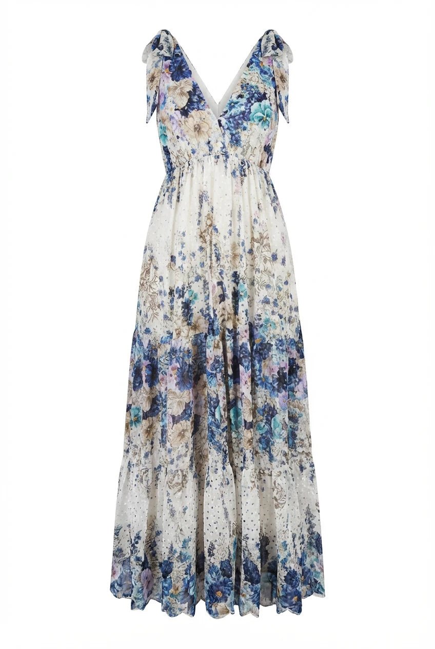 Strap Embroidery Dress Blue | Kjoler | Smuk