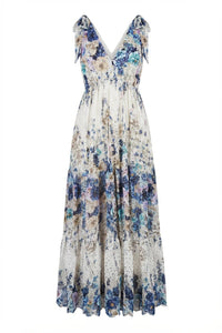 Strap Embroidery Dress Blue