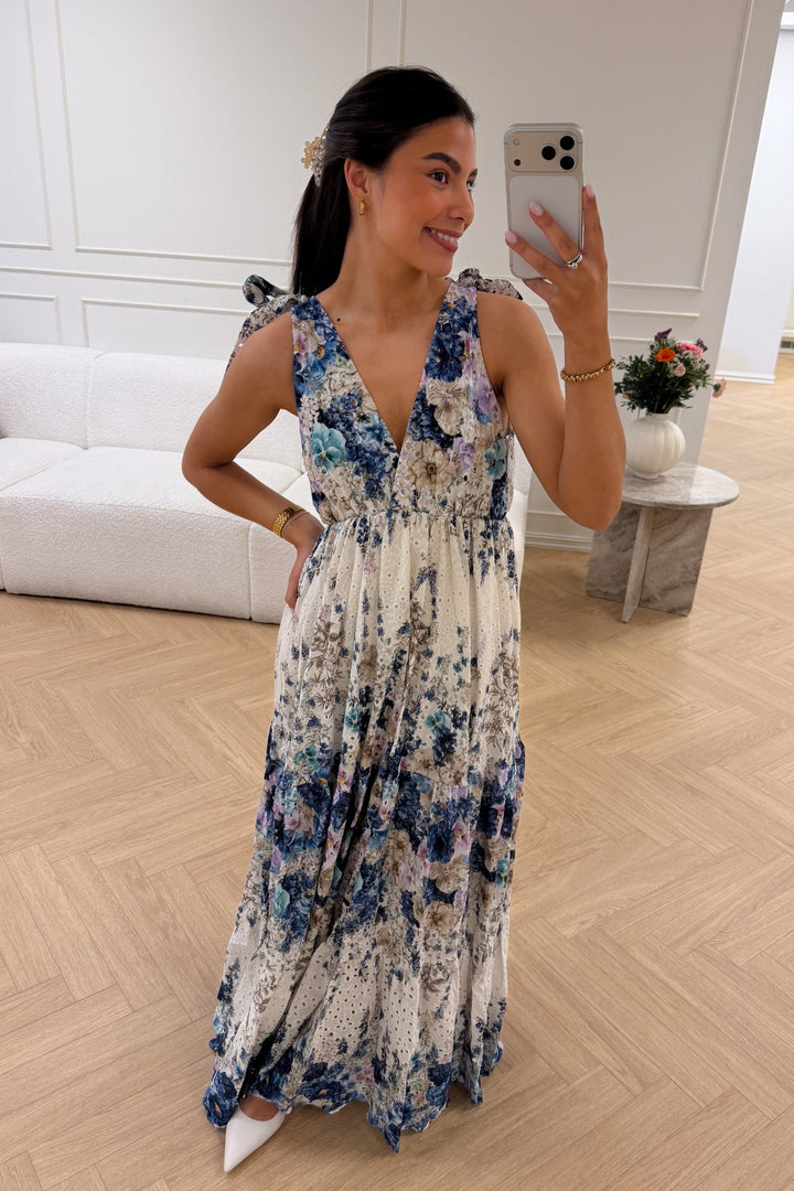 Strap Embroidery Dress Blue | Kjoler | Smuk