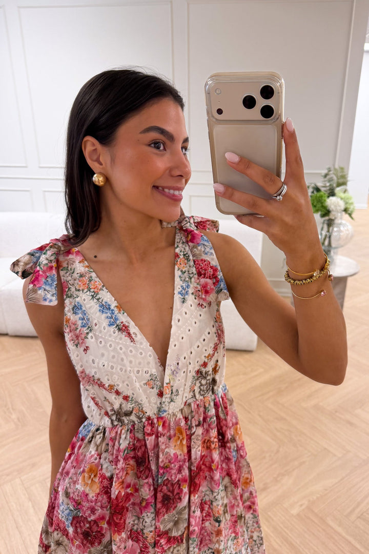 Strap Embroidery Dress Pink | Kjoler | Smuk