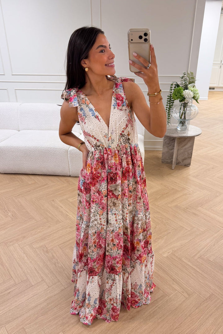 Strap Embroidery Dress Pink | Kjoler | Smuk