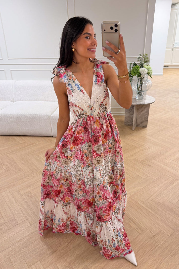 Strap Embroidery Dress Pink | Kjoler | Smuk
