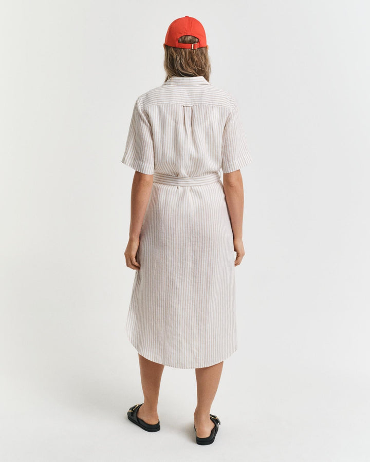 Striped Linen Shirt Dress Dry Sand | Kjoler | Smuk - Dameklær på nett