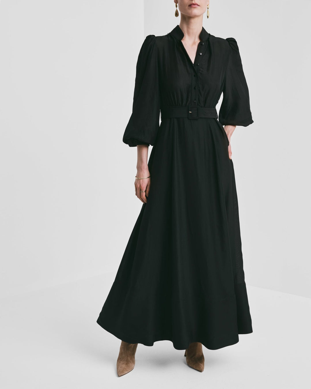 Striped Organza Belt Dress Black | Kjoler | Smuk