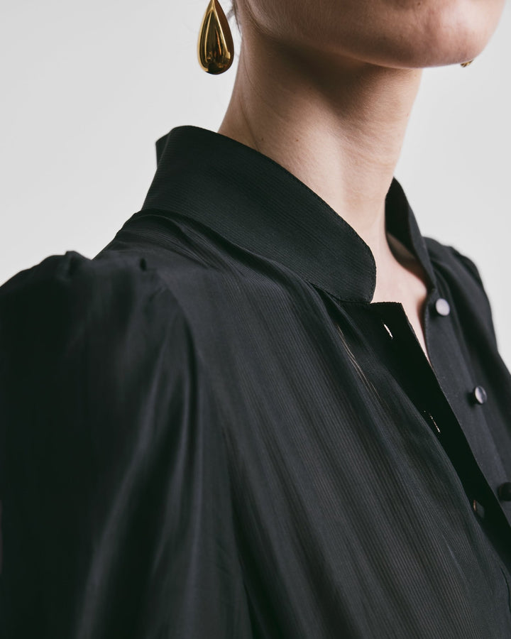 Striped Organza Belt Dress Black | Kjoler | Smuk